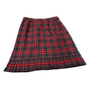 Pendleton Plaid Skirt Pleated Size 14 Red Green Wool
